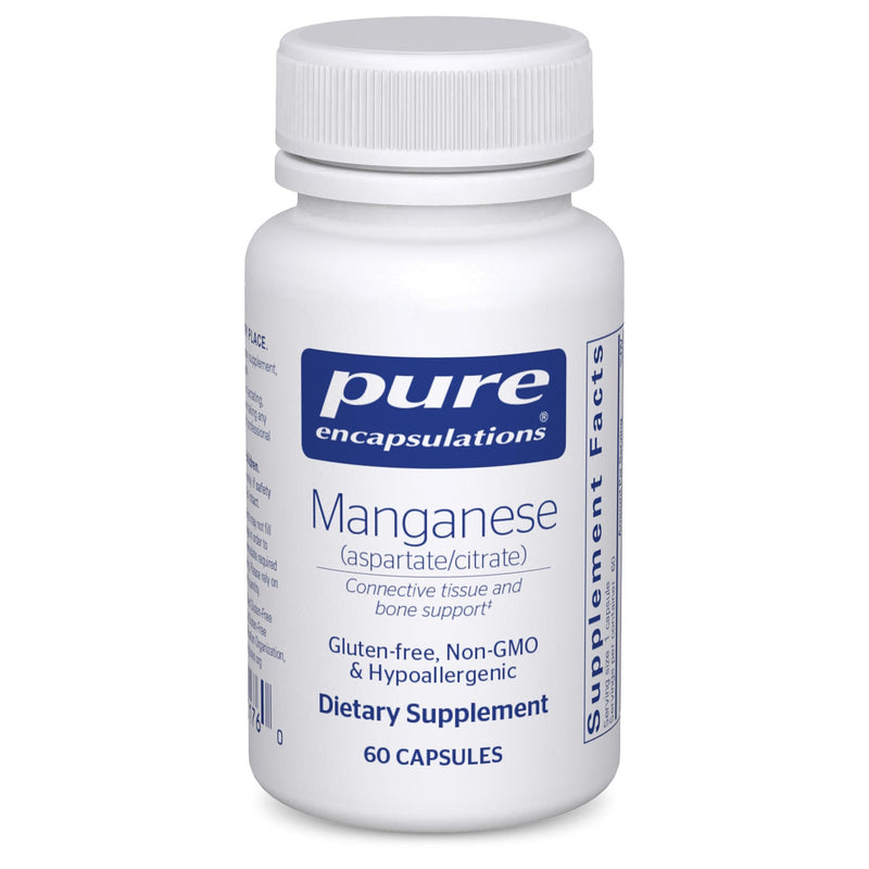 Pure Encapsulations Manganese (Aspartate/Citrate) – Hypoallergenic Trace Mineral for Connective Tissue & Bones | 60 Capsules