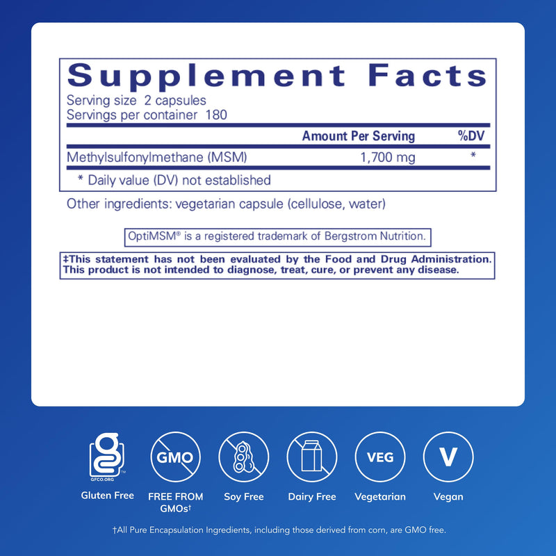 Pure Encapsulations MSM Capsules | Sulfur Supplement for Joints, Immune Support, Connective Tissue | 360 Capsules