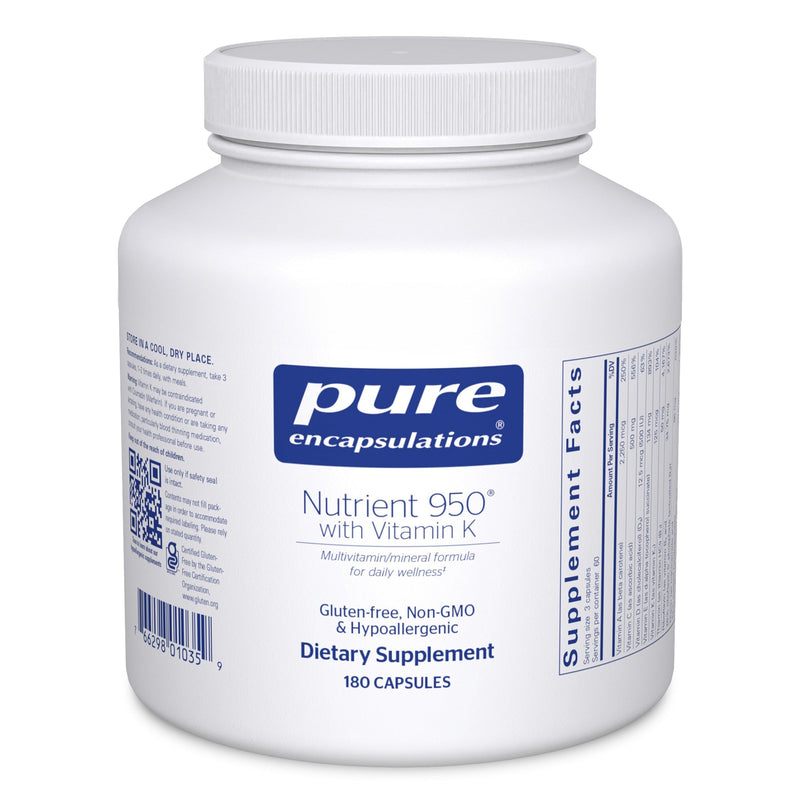 Pure Encapsulations Nutrient 950 with Vitamin K – 180 Capsules – Multivitamin & Mineral for Bone & Arterial Support – Gluten Free & Non-GMO