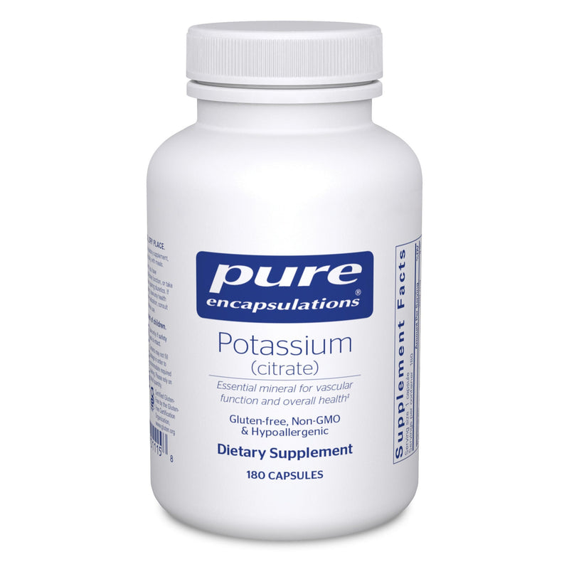 Pure Encapsulations Potassium (Citrate) – Essential Electrolyte for Nerve, Heart & Energy | 180 Capsules