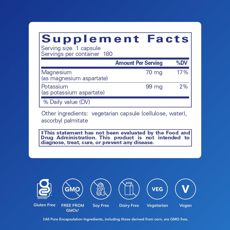 Pure Encapsulations Potassium Magnesium (Aspartate) | Heart, Muscle & Nerve Health | 180 Capsules