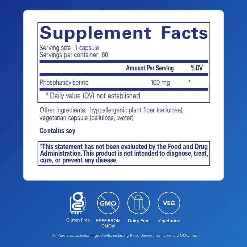 Pure Encapsulations PS 100 | Phosphatidylserine for Brain & Memory Support | 60 Capsules