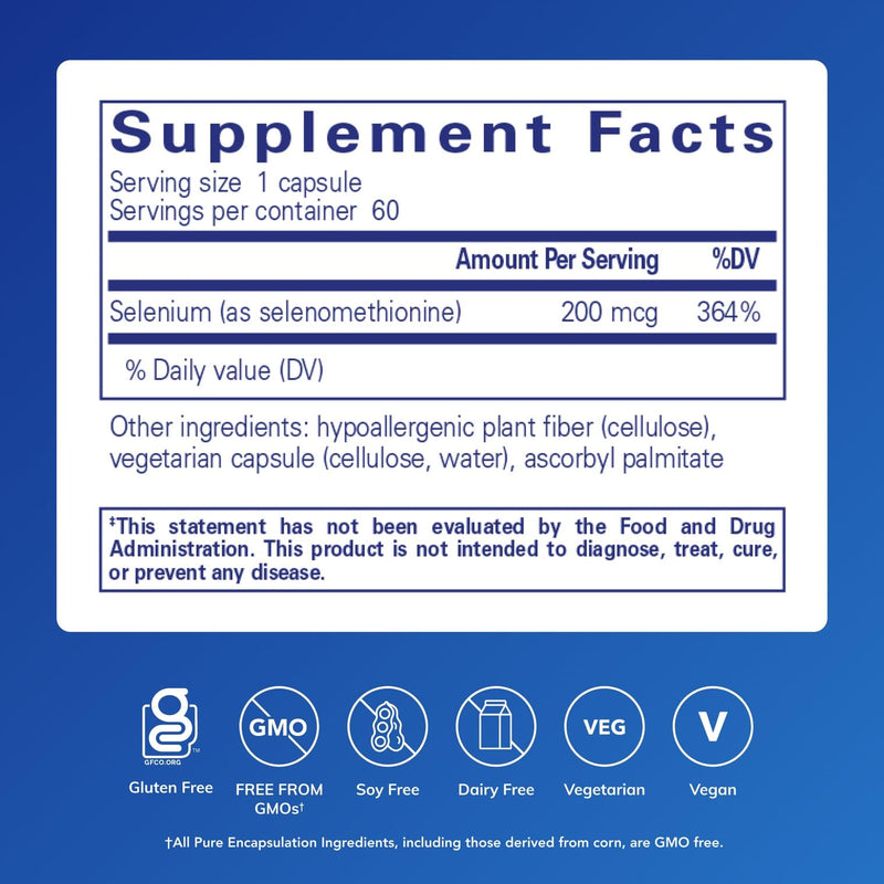 Pure Encapsulations Selenium – 200 mcg – Immune Support & Antioxidant Defense – 60 Capsules