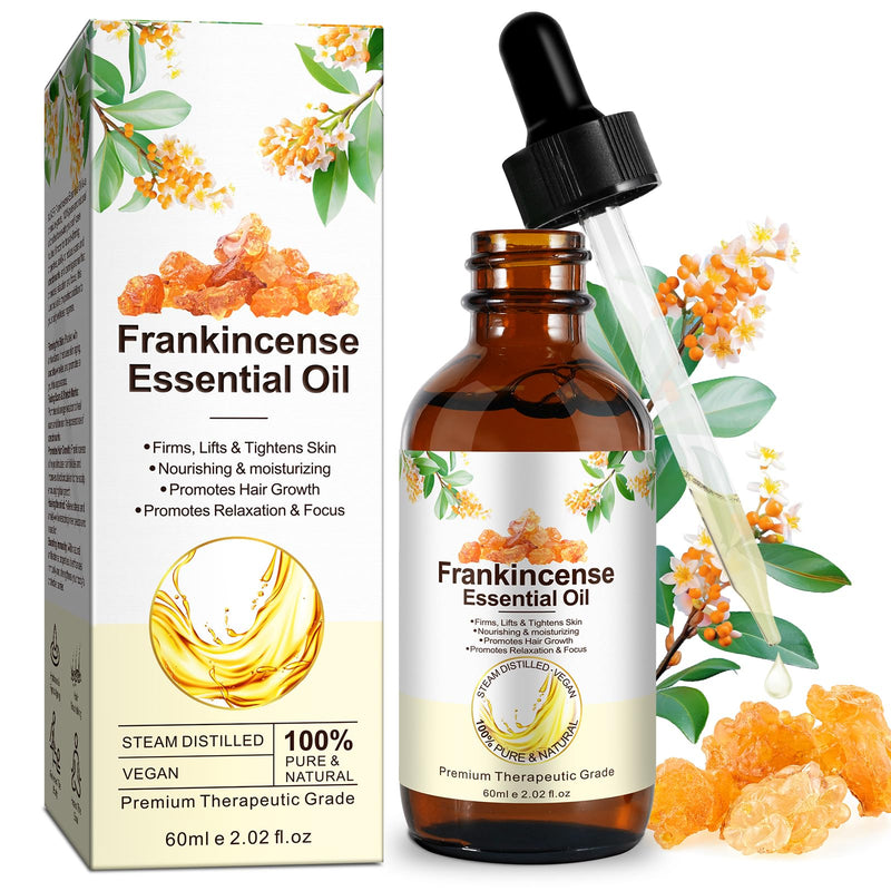 Pure Frankincense Essential Oil 60ml | 100% Natural Therapeutic Grade for Skin & Aromatherapy