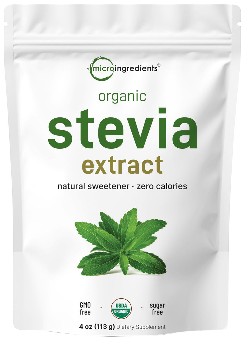 Pure Organic Stevia Powder – 4 oz, Reb-A Green Leaf Extract, Zero Calorie, Keto Friendly