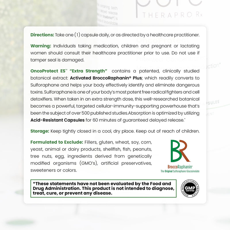 Pure Therapro Rx OncoProtect ES – High-Dose Sulforaphane (706 mg BroccoRaphanin) 2-Month USA-Made Supply