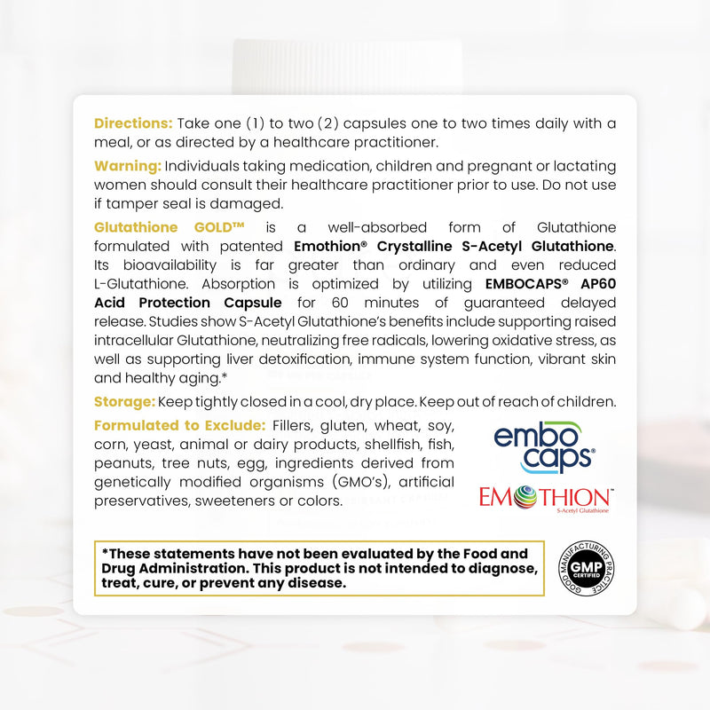 Pure Therapro Rx S-Acetyl Glutathione Gold 100mg – 4 Month Supply, Acid-Resistant Capsules, Made in USA