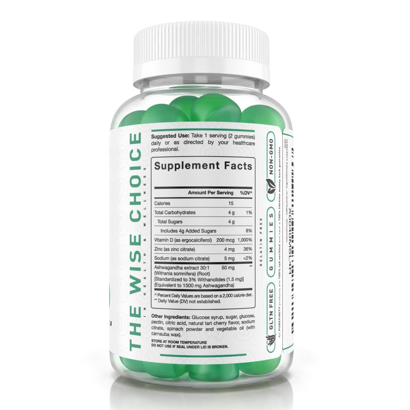 PUREFINITY Ashwagandha Gummies with Vitamin D & Zinc | Relaxation & Mood Support | 60ct