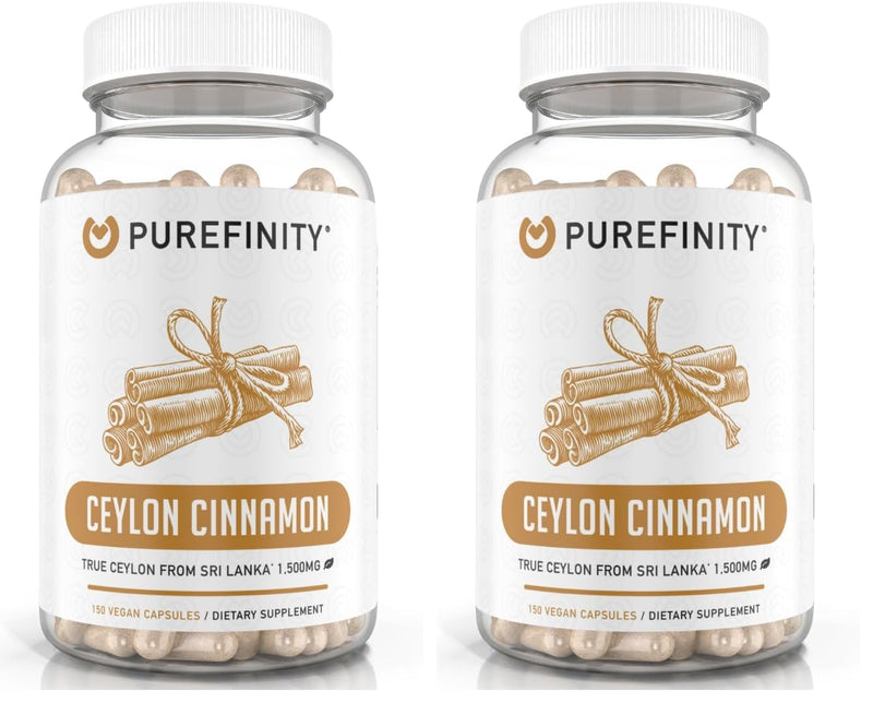 PUREFINITY Ceylon Cinnamon Capsules – 1500mg, Vegan, Non-GMO, 150 Count (75 Day Supply) Pack of 2
