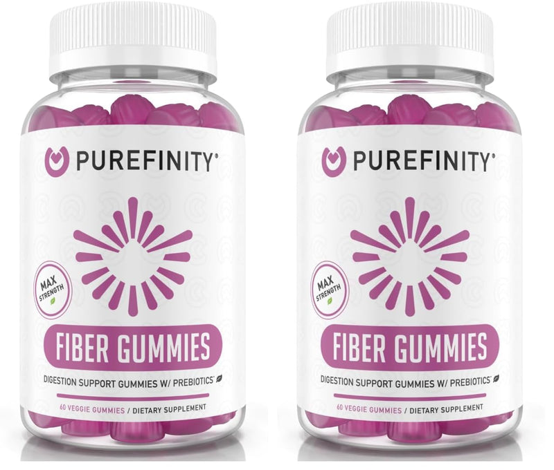 PUREFINITY Fiber Gummies – Inulin FOS Prebiotic, Sugar Free, Vegan, Non-GMO (60 Count x 2)