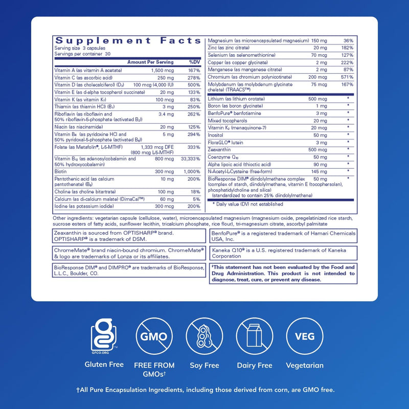 Pure Encapsulations PureGenomics UltraMultivitamin | Genetic Variants Support | 90 Capsules