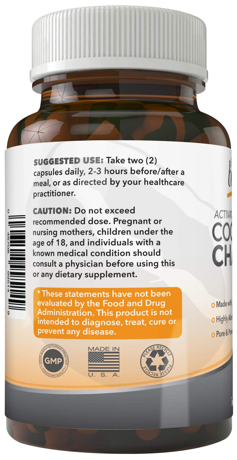 Purely Beneficial Activated Coconut Charcoal 1200mg – 180 Capsules | Digestive Support, Vegan