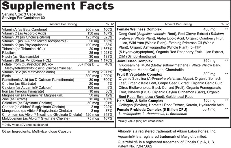 PURELY beneficial Women’s Whole Food MultiVitamin –58 Key Nutrients Including Vitamins, Minerals, Herbs, Probiotics, with Iron, Hair, Skin & Nail Complex for Complete Female Wellness- 180 Capsules