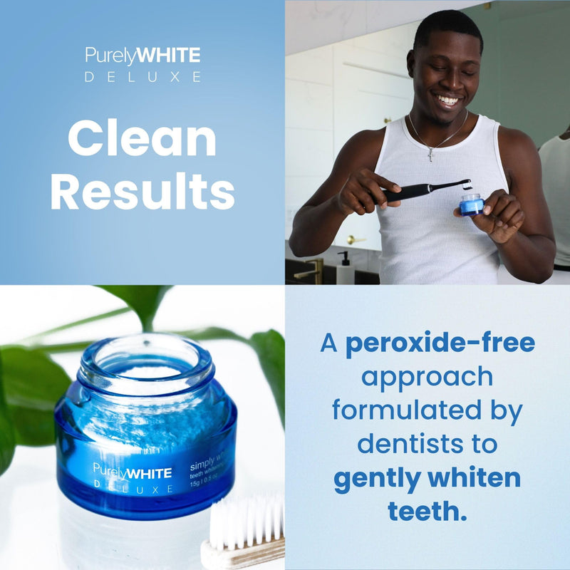 PurelyWHITE DELUXE, Whitening Powder - Removes Stains, No Sensitivity - Enamel-Safe Toothpaste Whitening Powder for Coffee, Tea, Food, Wine, and Tobacco Stains.