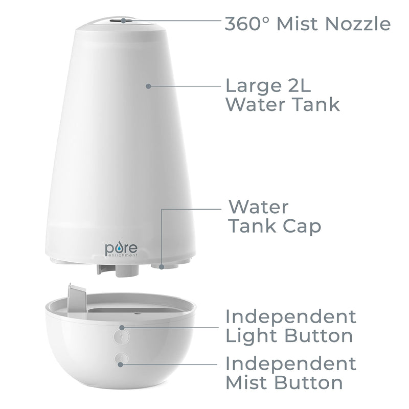PureSpa XL 3-in-1 Humidifier, Diffuser & Mood Light – 2L, 350 sq ft