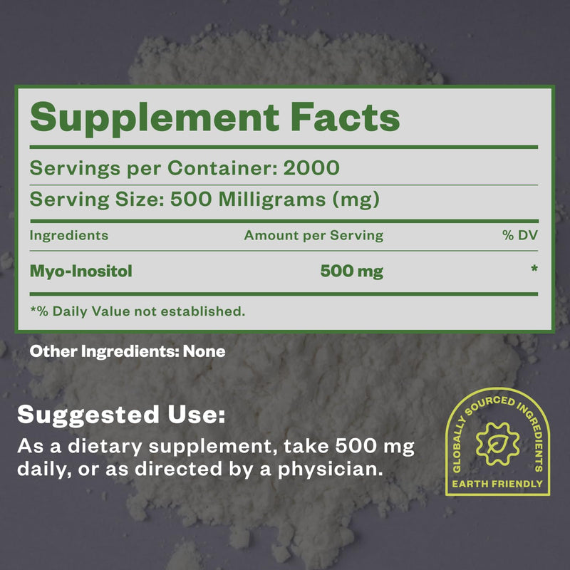 Purisure Myo-Inositol Powder 1kg – Fertility, Hormonal Balance, Ovarian Support | Vegan, Non-GMO | 2000 Servings