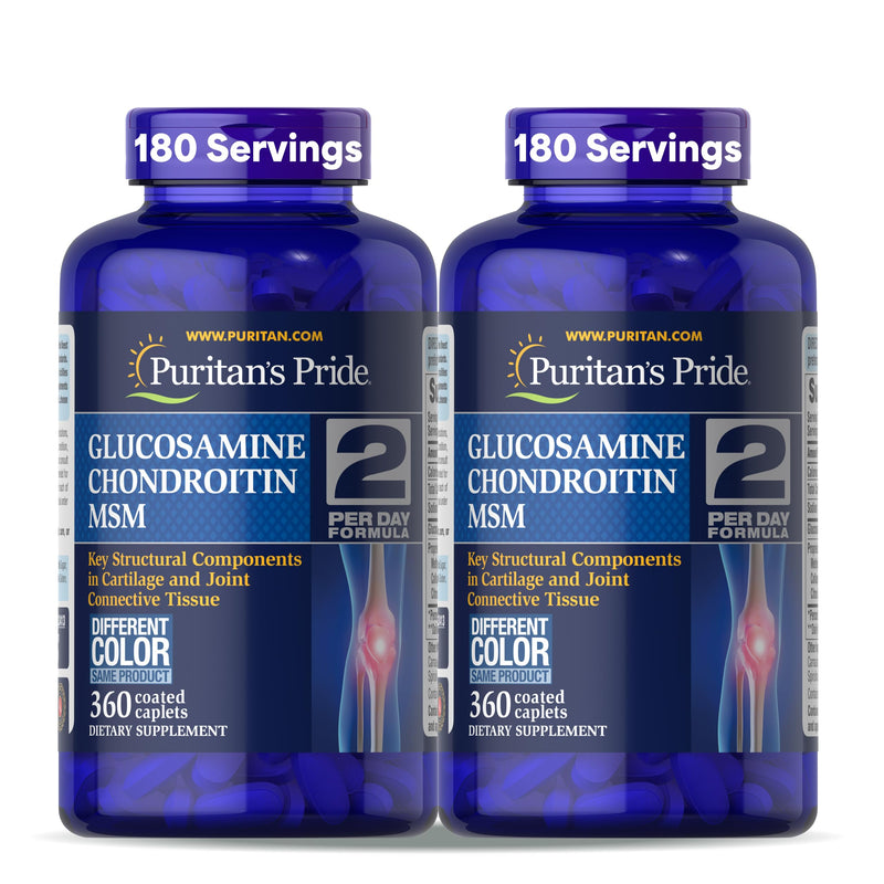 Puritan's Pride Glucosamine Chondroitin MSM Dietary Supplement for Joint Health - 360 Coated Caplets