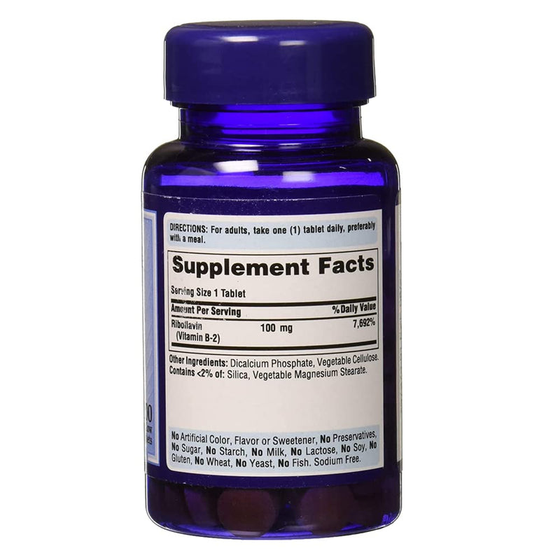 Puritans Pride Vitamin B-2 100 mg Tablets – 100 Count (Discontinued)