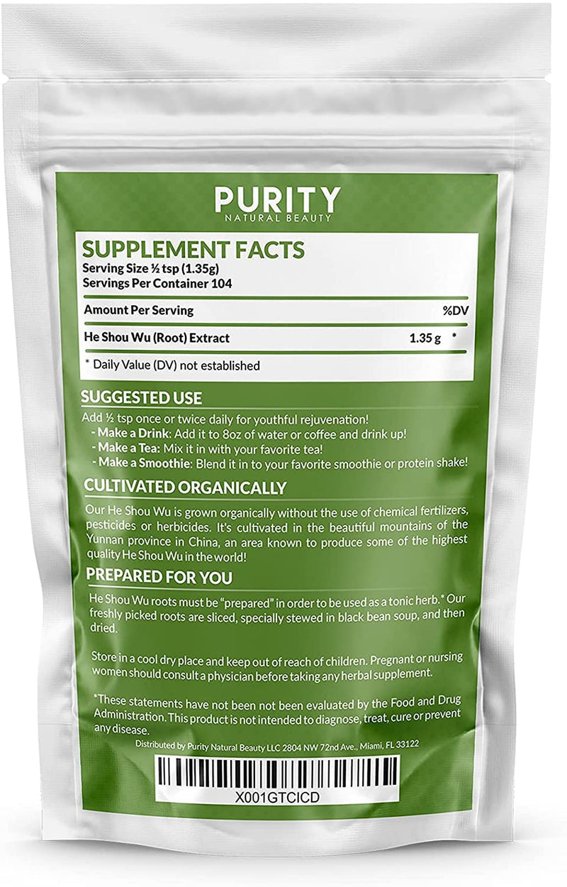 Purity Natural Beauty Organic He Shou Wu 5oz | 30:1 Fo-ti Extract