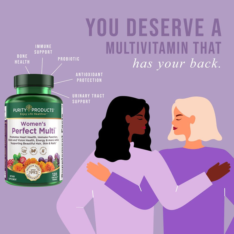 Purity Products Women’s Perfect Multi Balanced Multivitamin – 120 Tablets | Urinary Tract, Immune, Bone & Muscle Health