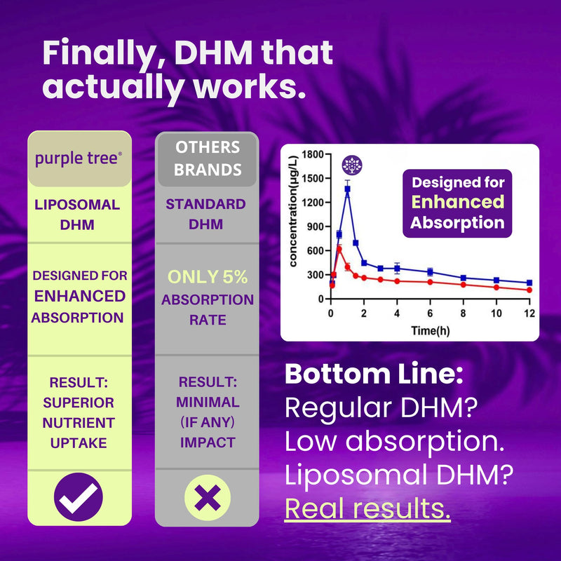 Purple Tree Post-Celebration Wellness Supplement | Liposomal DHM, Glutathione & Milk Thistle for Liver Support | 60 Capsules