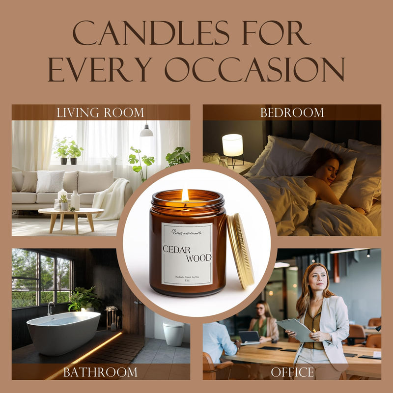 Putart Cedar Wood Soy Candles – Natural, Non-Toxic, Long-Lasting 9oz Jar Candle