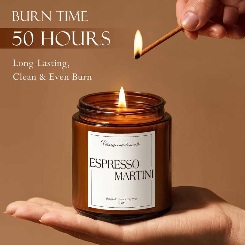 Putart Espresso Martini Soy Candle – 9oz Aromatherapy Coffee Scented Candle for Stress Relief & Meditation