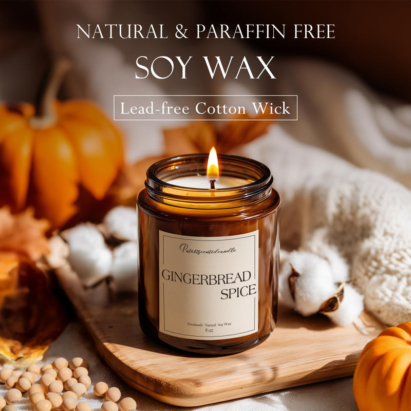Putart Gingerbread Spice Candles - Natural Soy Wax Aromatherapy 9oz Xmas Jar Gift