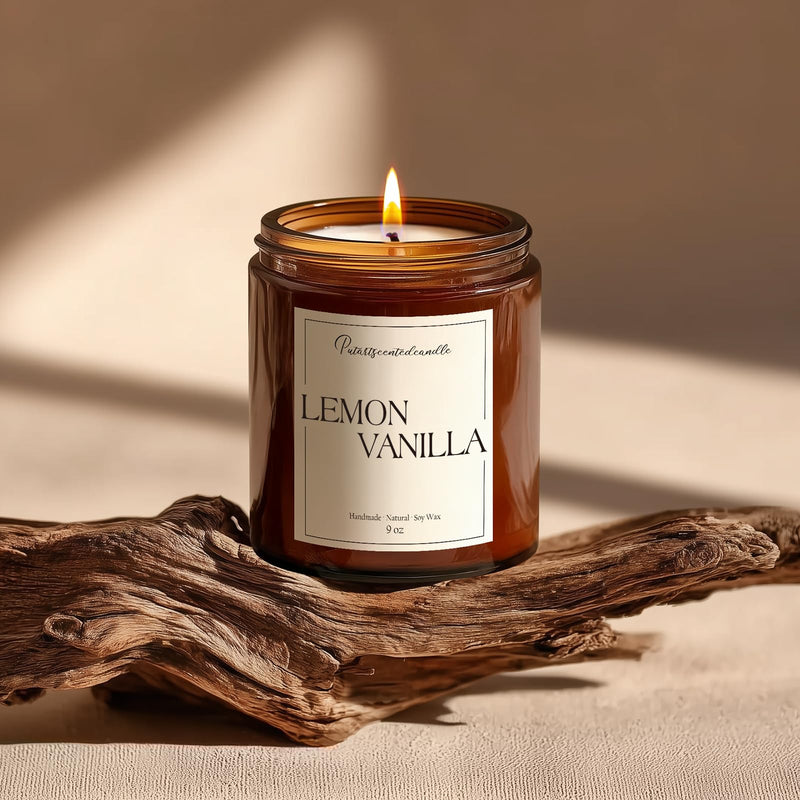 Putart Lemon Vanilla Soy Candle 9oz – Aromatherapy, Non-Toxic, Long-Lasting