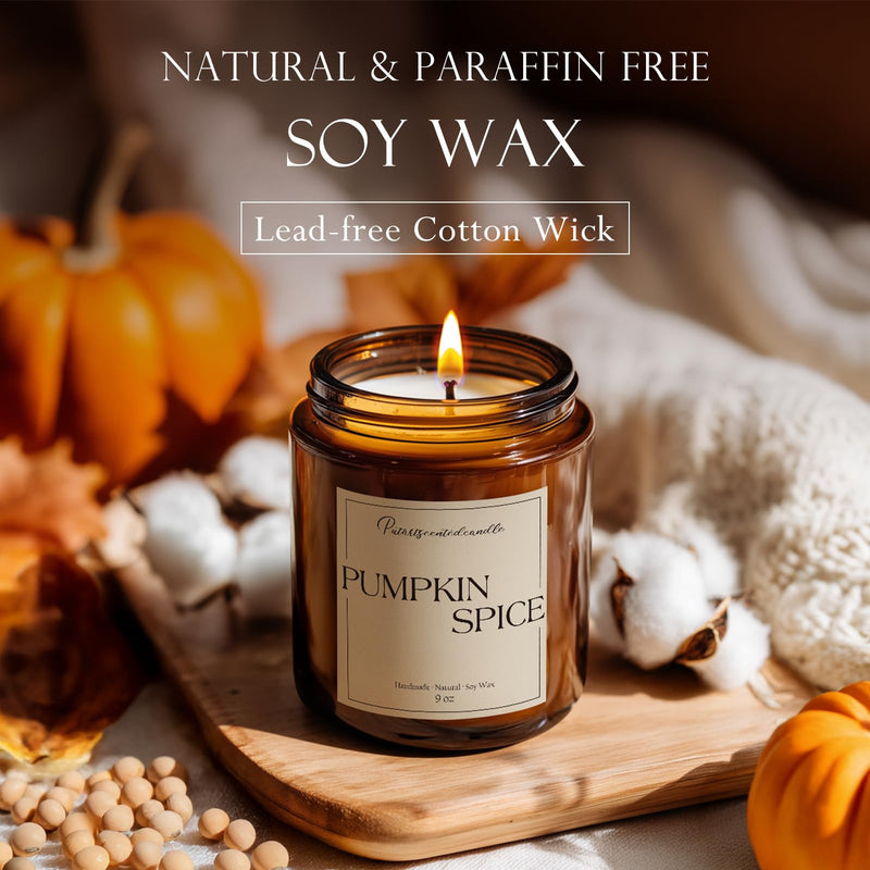 Putart Pumpkin Spice Soy Candle – 9oz, Amber Glass Jar