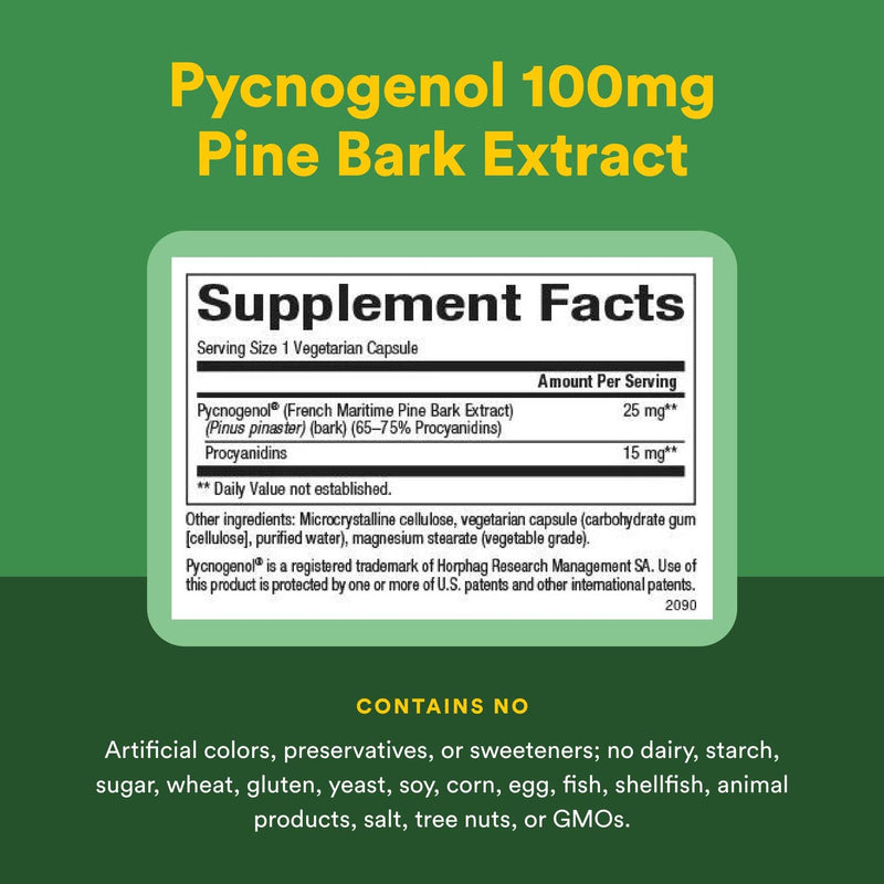 Natural Factors Pycnogenol 25 mg, Antioxidant Support for Healthy Aging, 60 Capsules