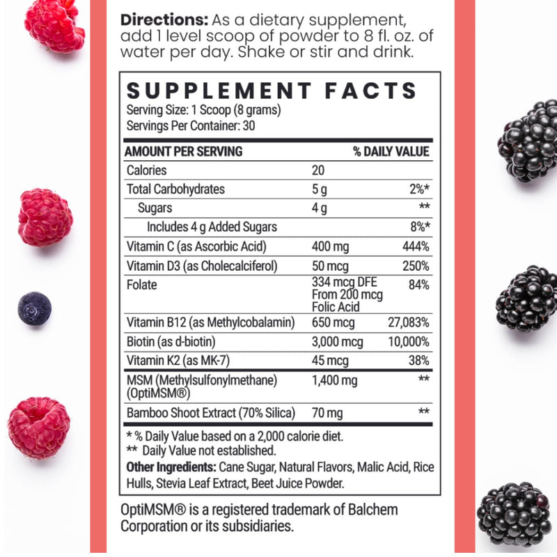 Qhemet Biologics MSM + Biotin Hair Nutrient Blend – 8.5 oz for Hair Growth
