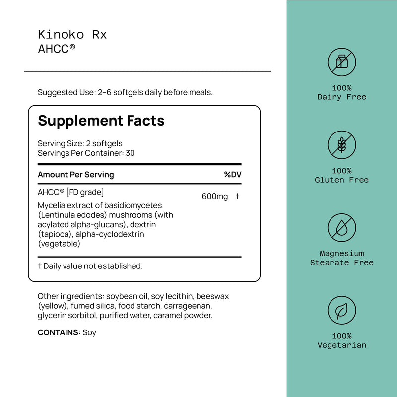 Quality of Life Immune Support AHCC Rx 60 Softgels | Premium Mushroom Blend