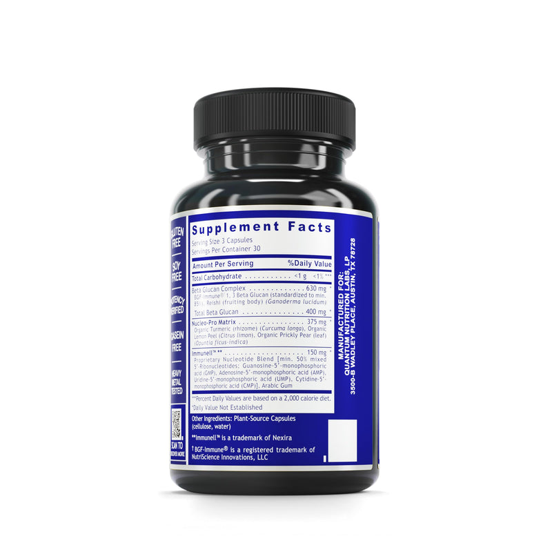 Quantum Nucleotide Complex Beta Glucan Immune Support - 400 mg 1,3 Beta-Glucan per Serving | 90 Vegetarian Capsules | Quantum Nutrition Labs