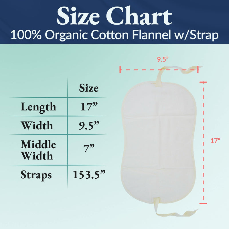 QUEEN OF THE THRONES 100% Organic Cotton Flannel & Naturopathic Doctor Designed with Strap for Castor Oil Pack - Reusable, Comfort Sleep Fit, Soft Ties (Castor Oil sold separately)