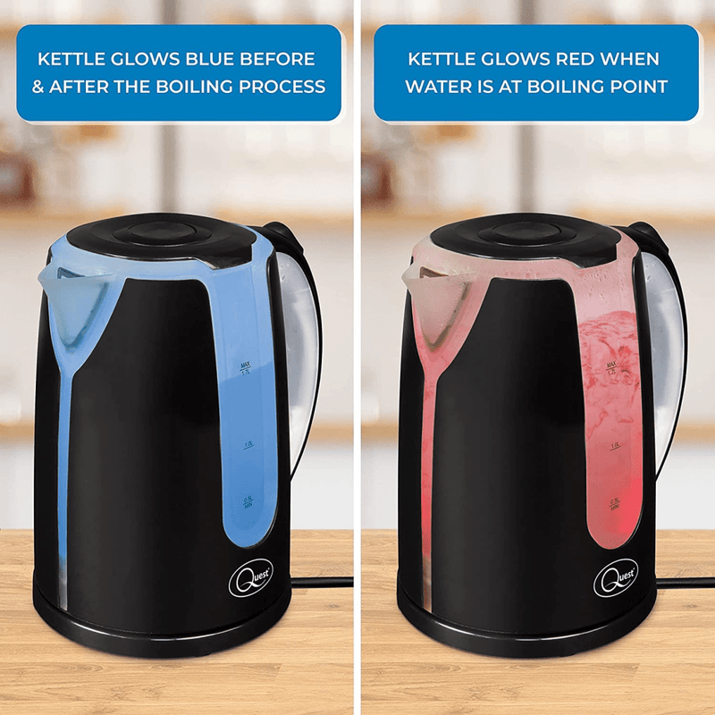 Quest Dual LED Illuminated Kettle - 1.7Ltr Black - InStock