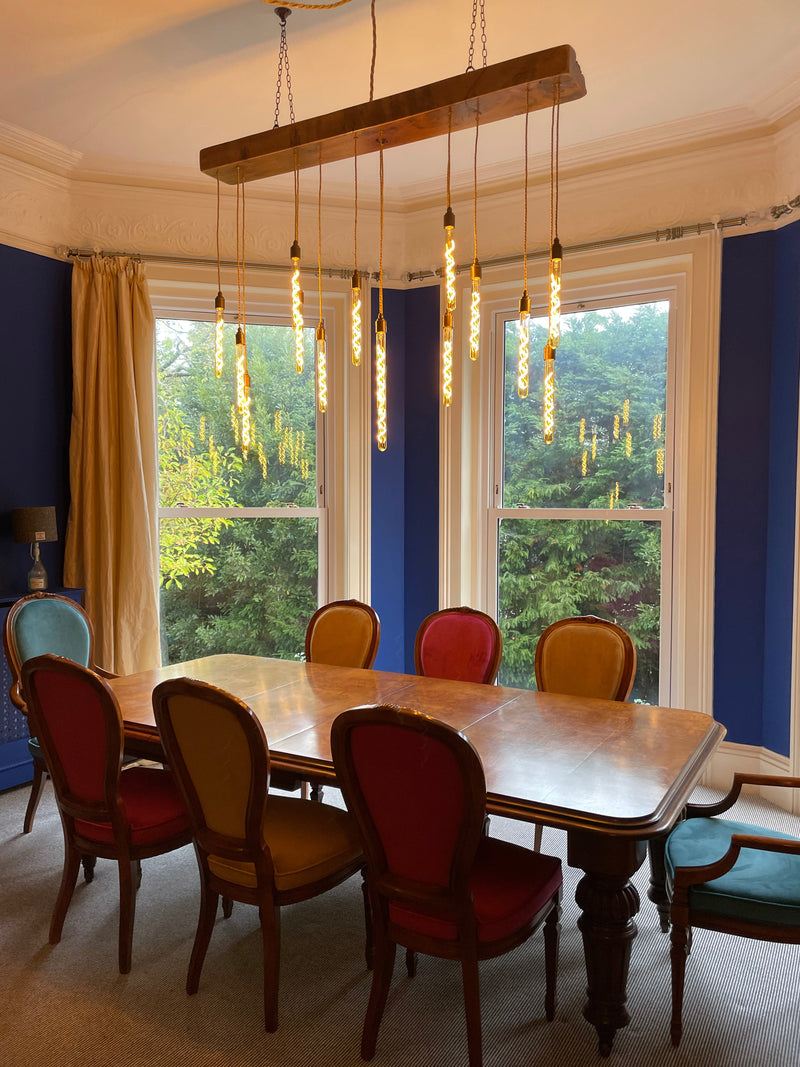 15 Light Oak Beam Chandelier | Large Kitchen Island & Statement Dining Lighting UK