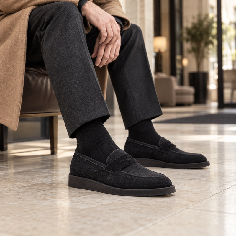 QUIVE London Cambridge Men's Suede Leather Loafers