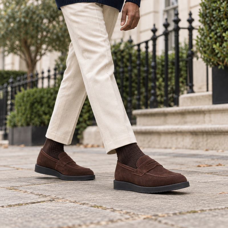 QUIVE London Cambridge Men's Suede Leather Loafers