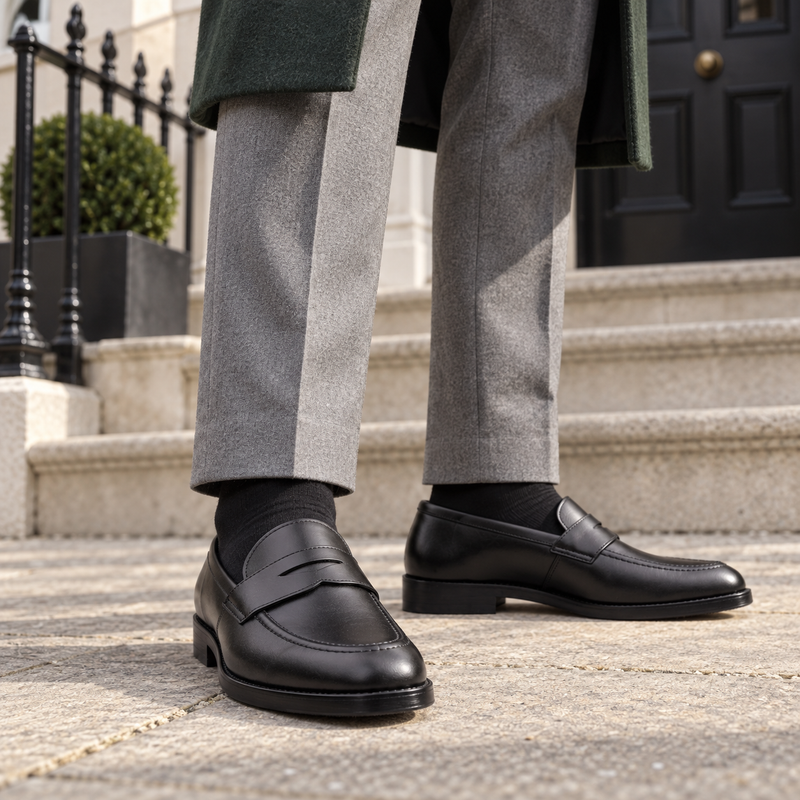 QUIVE London Ventor Men's Leather Penny Loafers