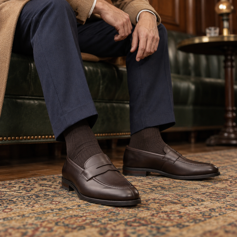 QUIVE London Ventor Men's Leather Penny Loafers