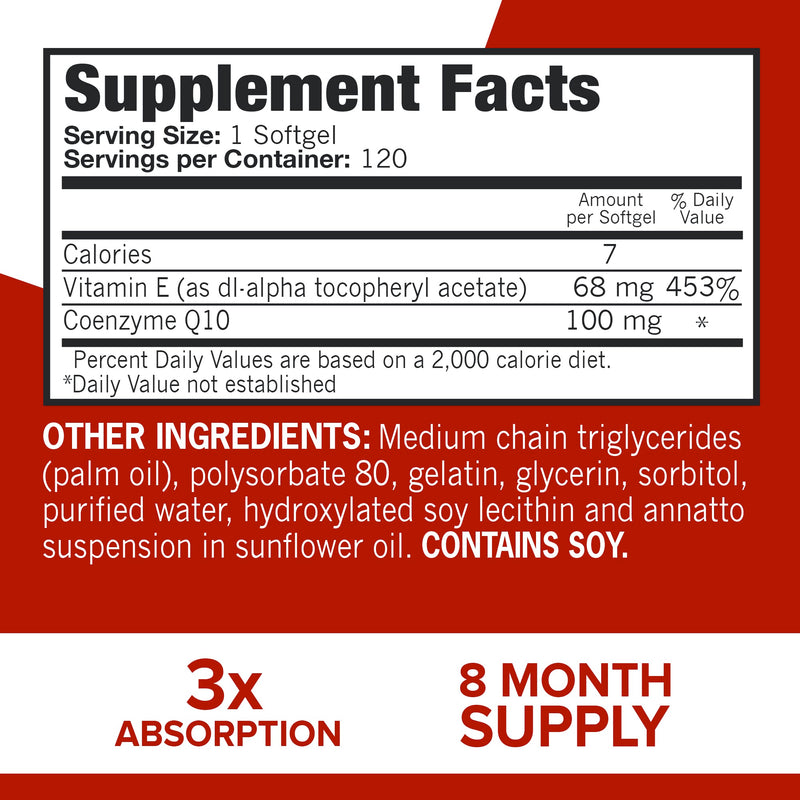 Qunol Ultra CoQ10 100mg | 3x Better Absorption | Water & Fat-Soluble CoQ10 | 240 Softgels