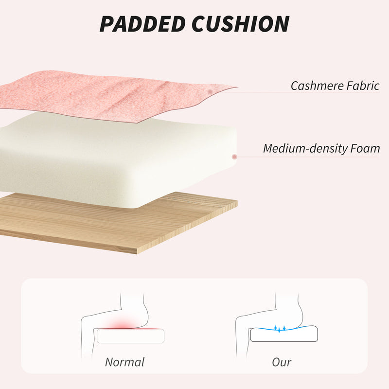 HOMCOM Upholstered Desk Chair with Height Adjustable, Pink