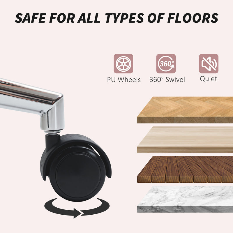 HOMCOM Upholstered Desk Chair with Height Adjustable, Pink