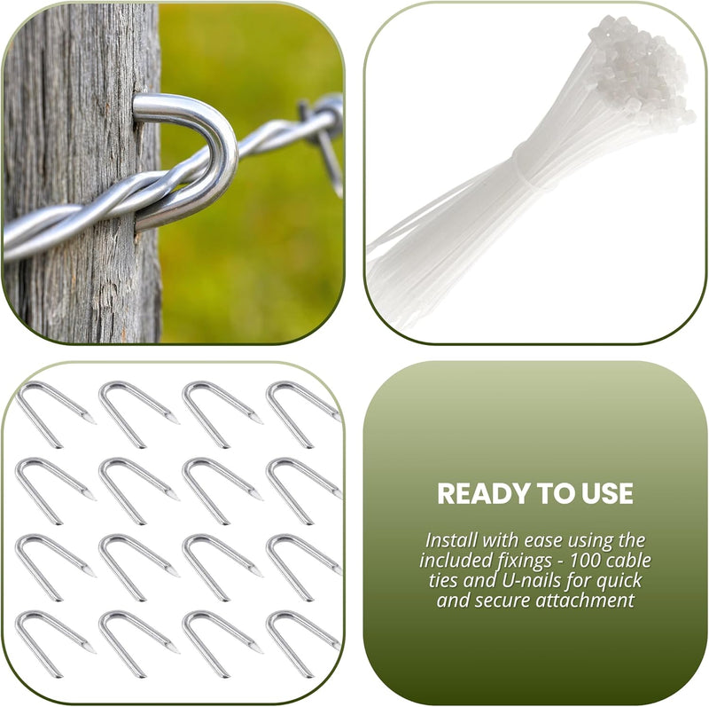 5m x 0.9m Galvanised Chicken Wire Mesh Roll with Fixing Kit