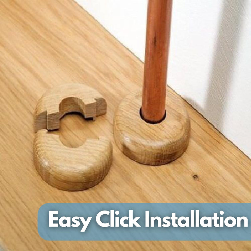 2 Pack Oak Radiator Pipe Covers 15mm Wooden Collars