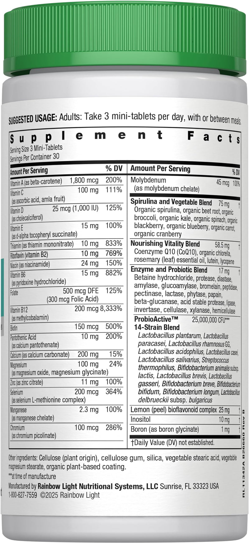 Rainbow Light 50+ Mini-Tablet Multivitamin - 90 Mini-Tablets | Immune & Vitality Support for Adults 50+