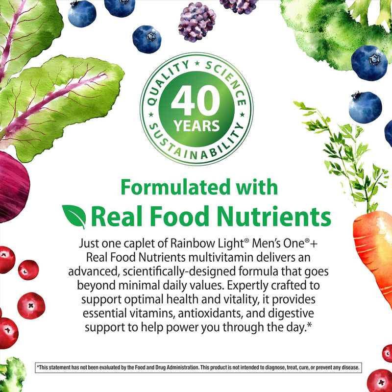 Rainbow Light Men's One Multivitamin – High-Potency Immune Support, 120 Count, Vegetarian