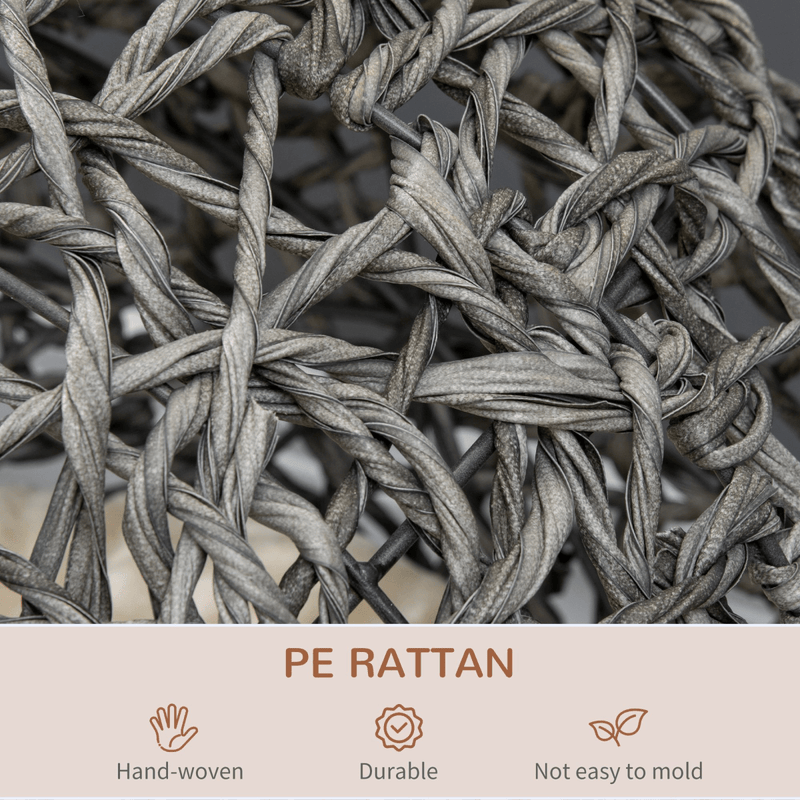Rattan Elevated Cat House Kitten Bed Pet Furniture w/ Cushion Grey - InStock