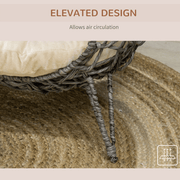 Rattan Elevated Cat House Kitten Bed Pet Furniture w/ Cushion Grey - InStock